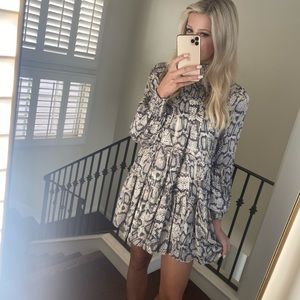 Karlie long sleeve high neck snake print dress